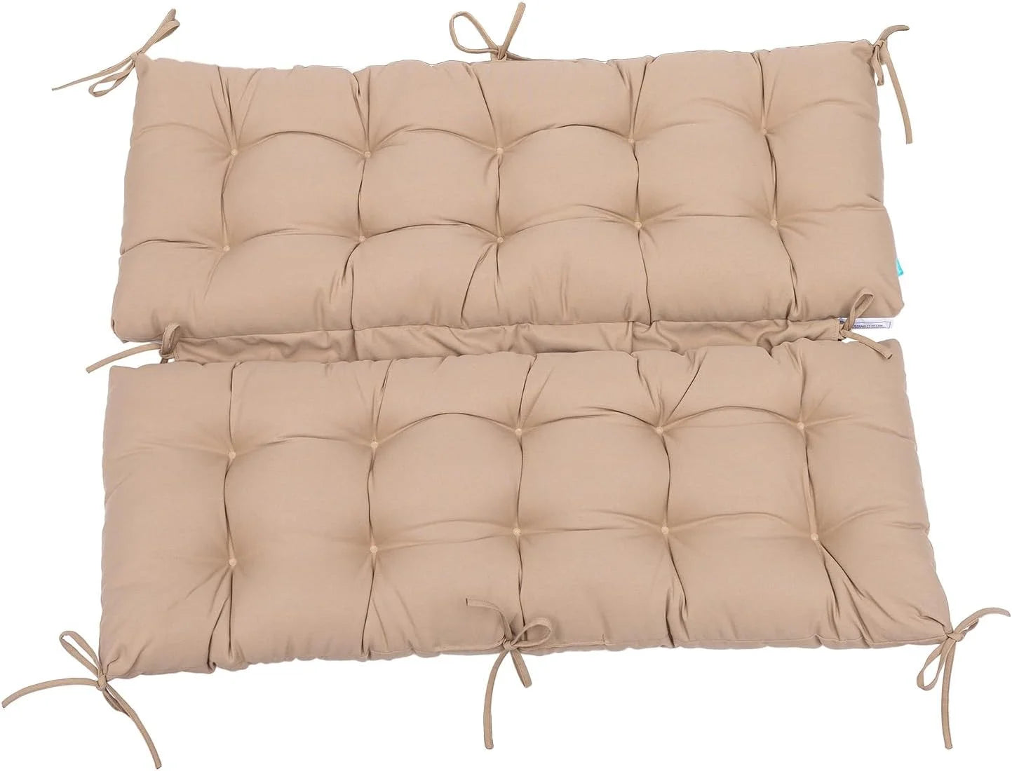 Outdoor/Indoor Bench Cushion,Porch Swing Replacement Cushions 2-3 Seater Loveseat Chair Pads with Backrest and Ties for Garden Patio Furniture (51inx40in, TAN/GREY)