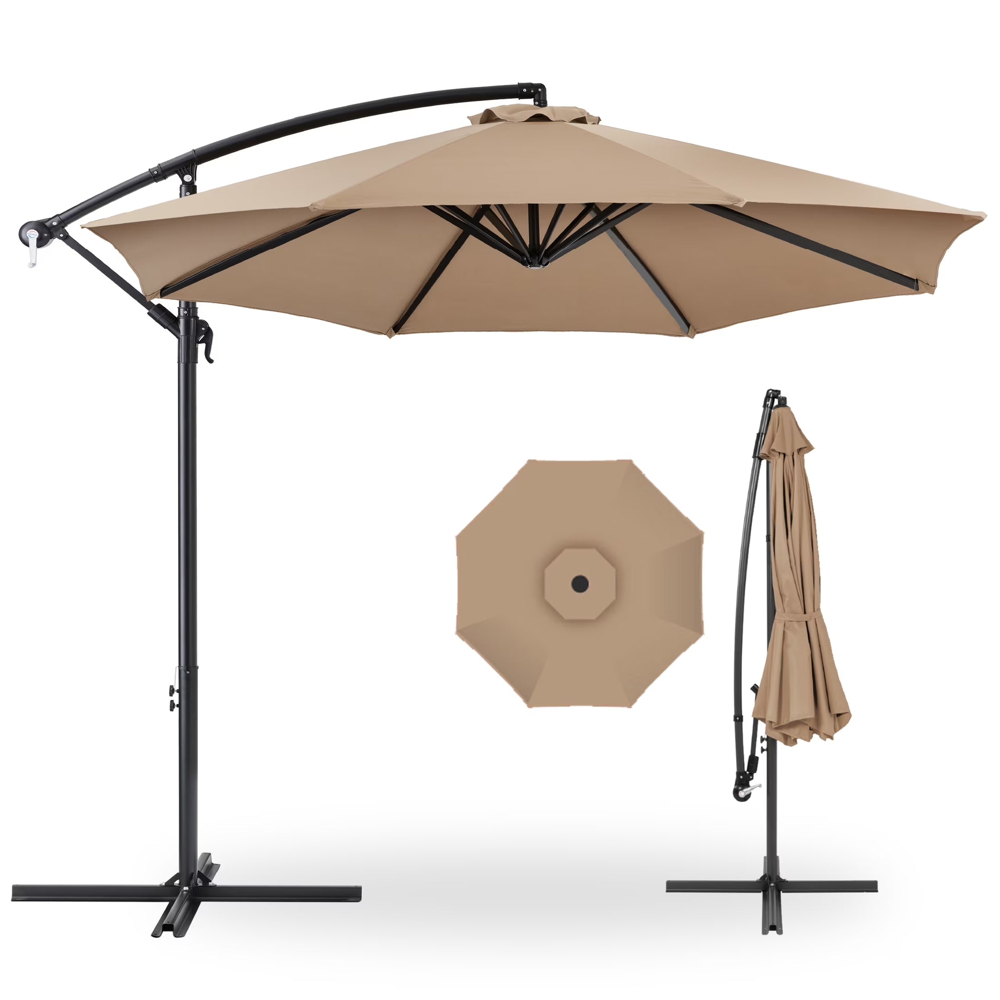 Best Choice Products 10ft Offset Hanging Outdoor Market Patio Umbrella w/Easy Tilt Adjustment - Tan