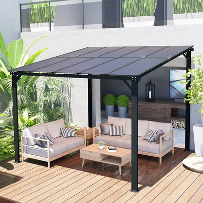 10x8 Pergola Patio Gazebo, Hardtop Outdoor Gazebo with Roof for Backyard, Decks, Garden
