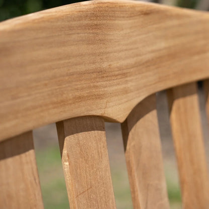 Ash & Ember Hawthorne Grade A Teak 53" Bench, Seats 2 People Comfortably, Weather Resistant Indoor Outdoor Solid Wood Patio Furniture with Tightly Spaced Slats, Bowed Back, Armrests