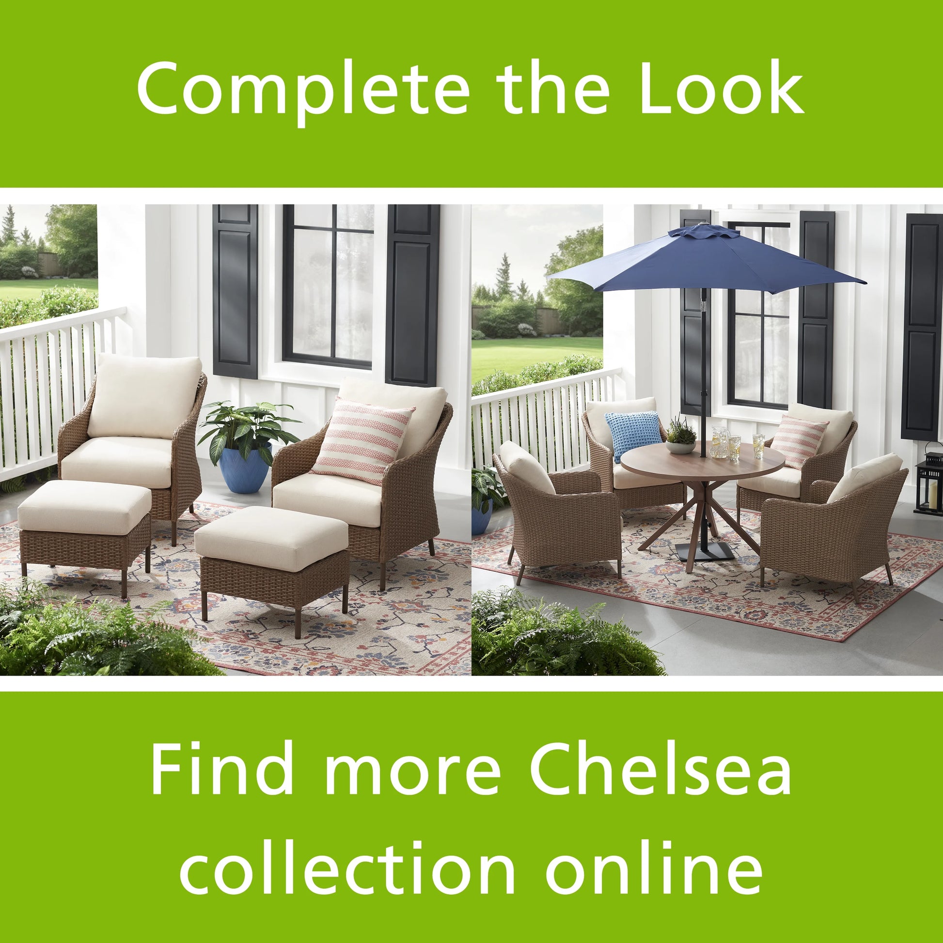 Mainstays Chelsea Outdoor Patio 4-Pieces Sectional Dining Set, Blue