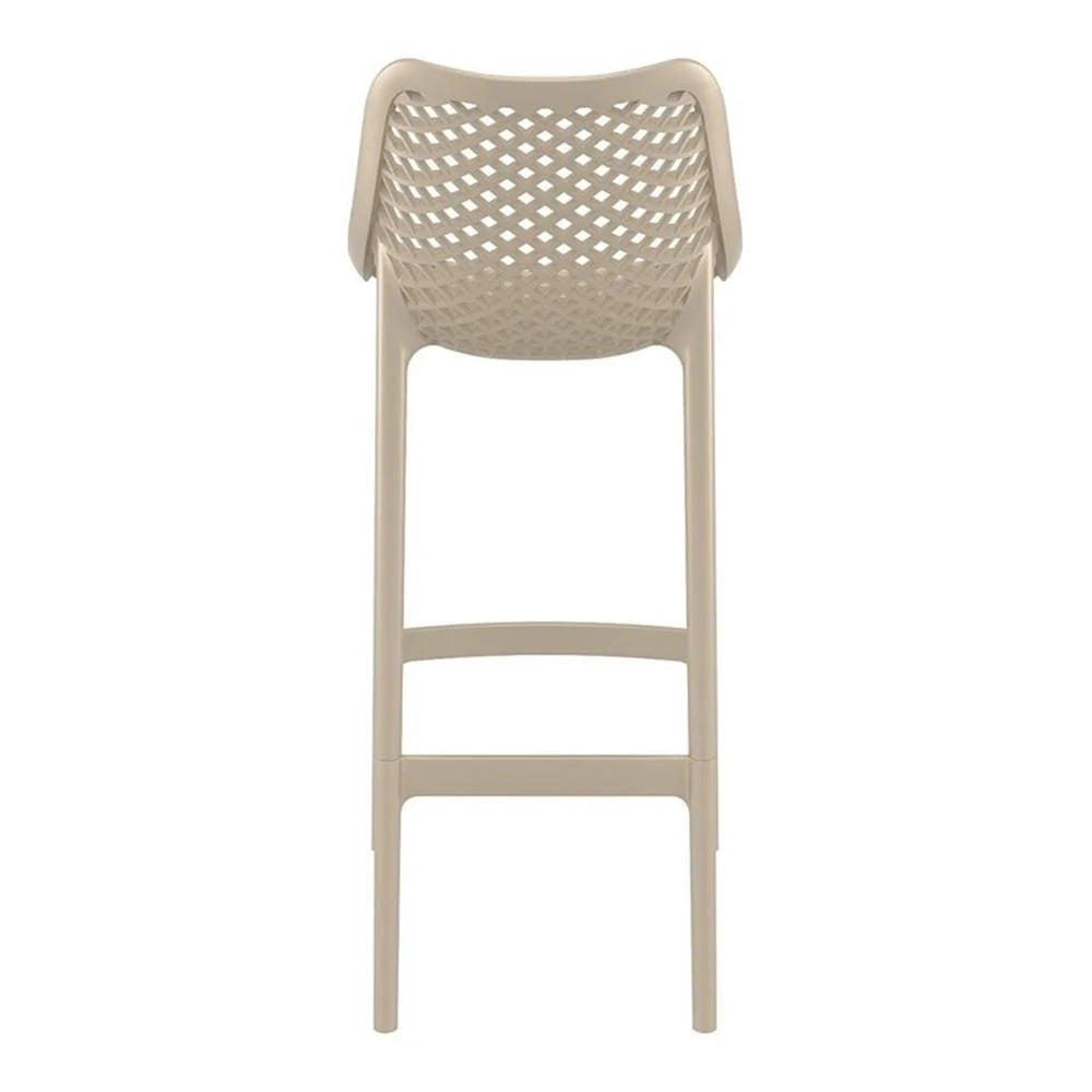 Home Square Polypropylene Patio Bar Stool in Taupe - Set of 2