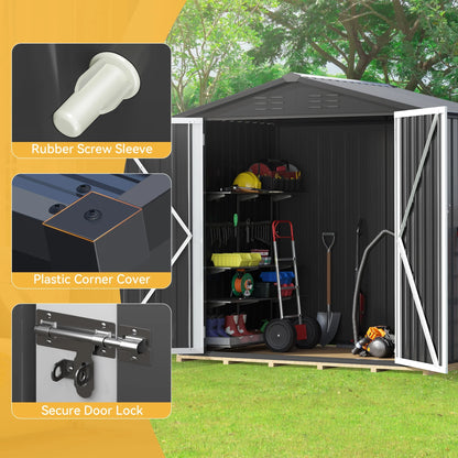 Dextrus 6x4 FT Outdoor Storage Shed, Large Metal Tool Sheds, Heavy Duty Storage House with Lockable Doors & Air Vent for Backyard Patio Lawn