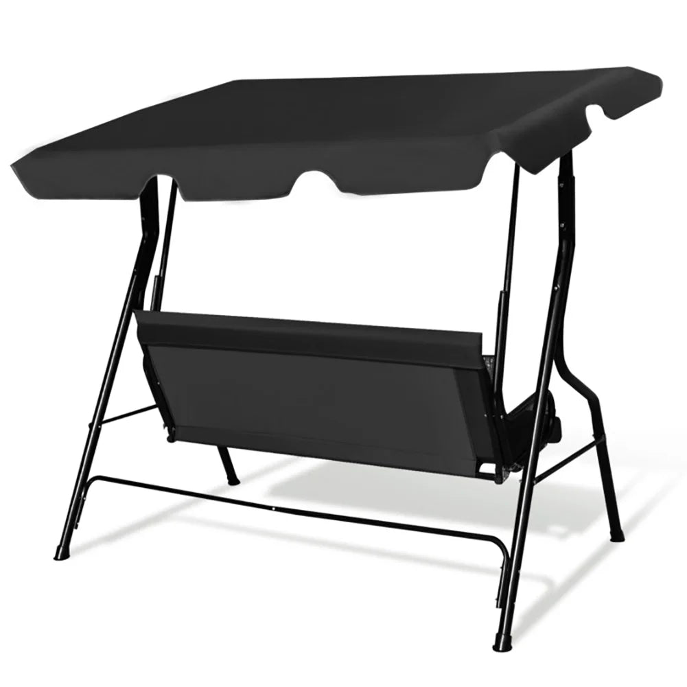 GVN Steel Porch Swing Hanging Bench Patio Canopy Porch Swings, Black