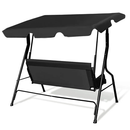 GVN Steel Porch Swing Hanging Bench Patio Canopy Porch Swings, Black