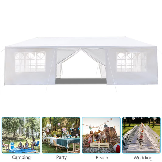10'x 30' Outdoor Party Tent with 8 Removable Sidewalls, Waterproof Canopy Patio Wedding Gazebo, White