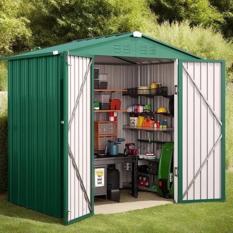 Asofer Outdoor Storage Shed, 6 x 4 FT Metal Garden Shed with Double Lockable Doors,for Backyard Patio Lawn-Dark Grey