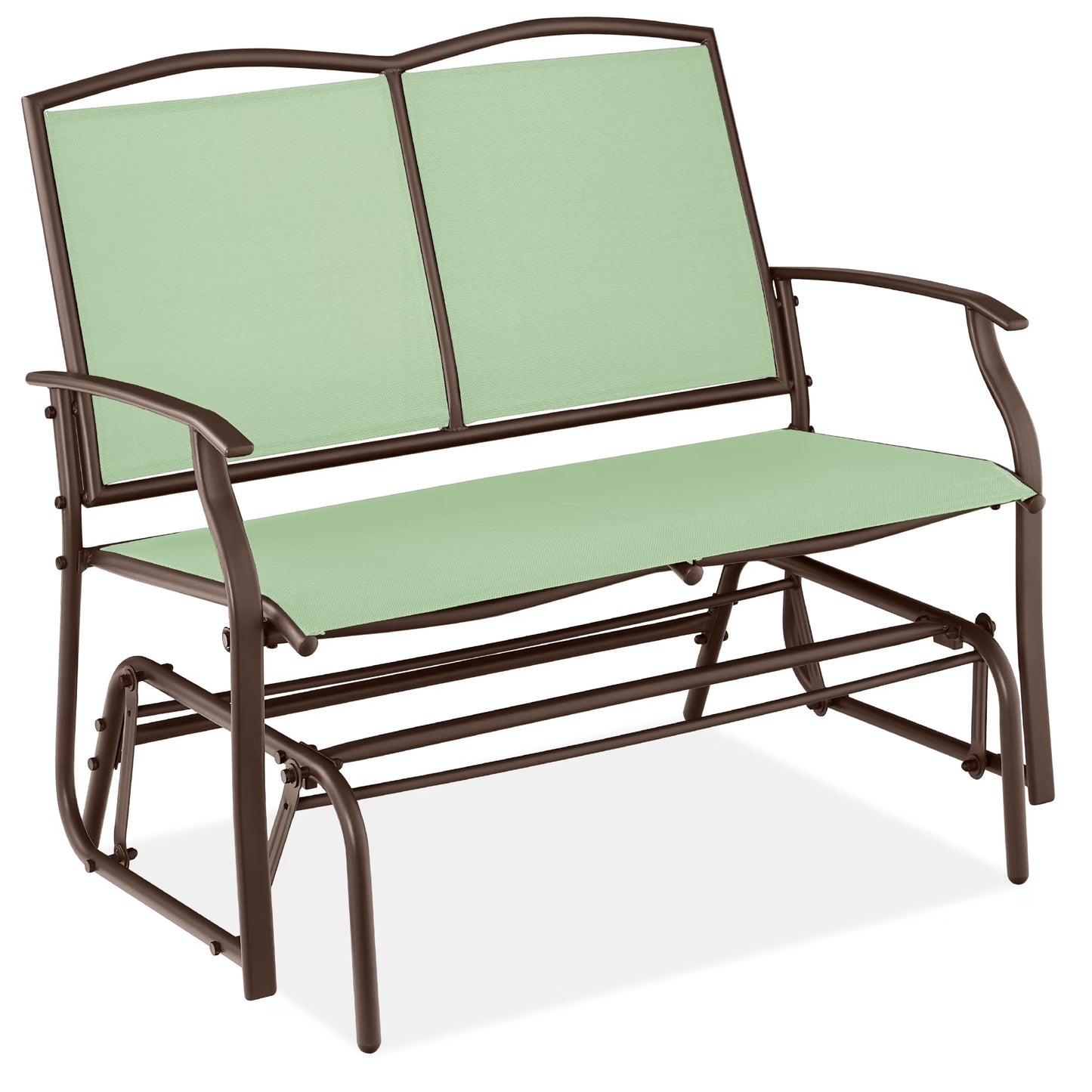 Best Choice Products 2-Person Outdoor Swing Glider, Steel Patio Loveseat, Bench Rocker w/Armrests - Black