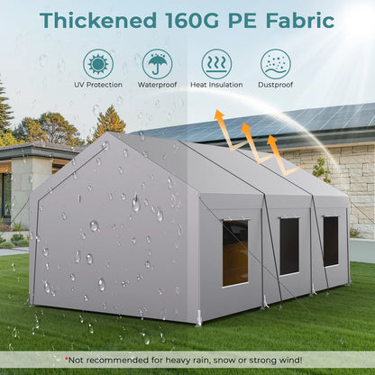 Vitarpatio Carport, 10x20 ft Heavy Duty Car Port Canopy with 6 Roll-up Windows, Reinforced Metal Carport Portable Garage Waterproof Car Tent with Removable Sidewalls & Door