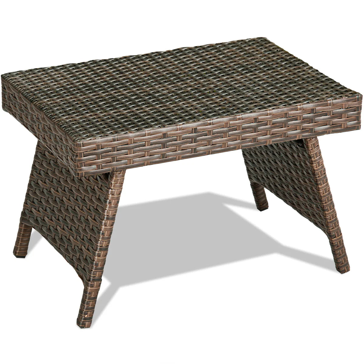 Patiojoy Folding PE Rattan Wicker Side Coffee Table Patio Garden Outdoor