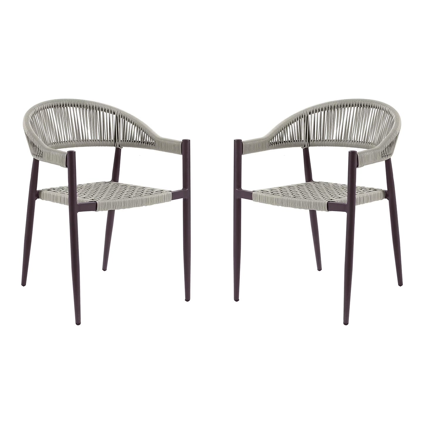 Furniture of America Clark Aluminum Patio Dining Chair in Natural (Set of 2)
