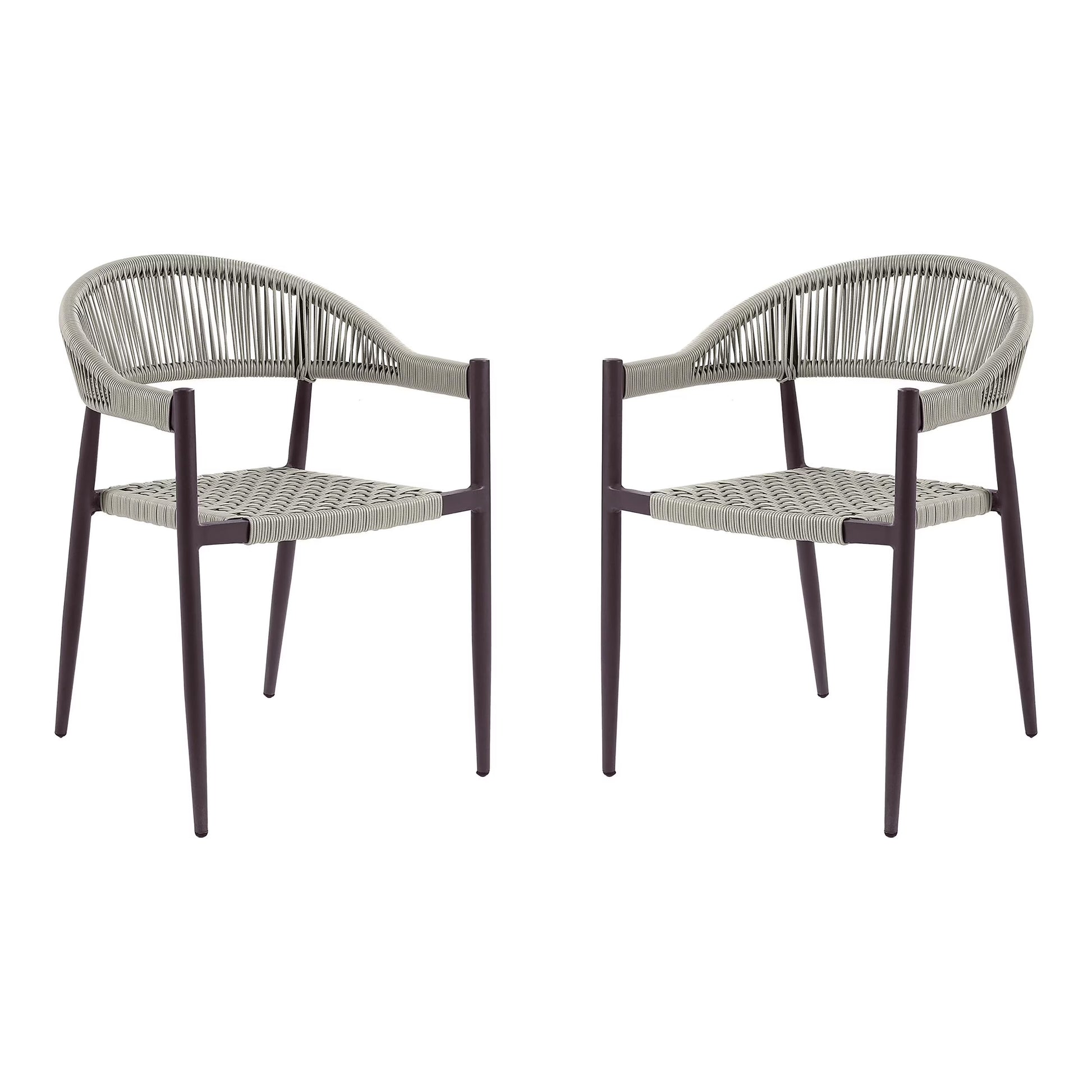 Furniture of America Clark Aluminum Patio Dining Chair in Natural (Set of 2)
