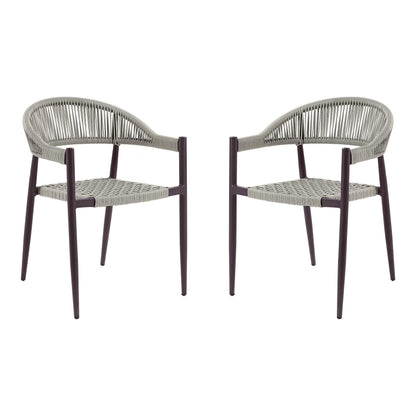 Furniture of America Clark Aluminum Patio Dining Chair in Natural (Set of 2)