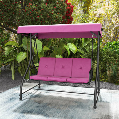 Costway 3-Seat Outdoor Converting Patio Swing Glider Adjustable Canopy Porch Swing Black