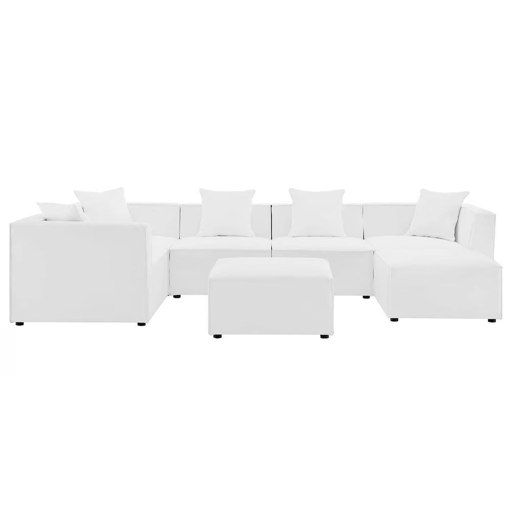 Modway Saybrook Outdoor Patio Upholstered 7-Piece Sectional Sofa in Gray