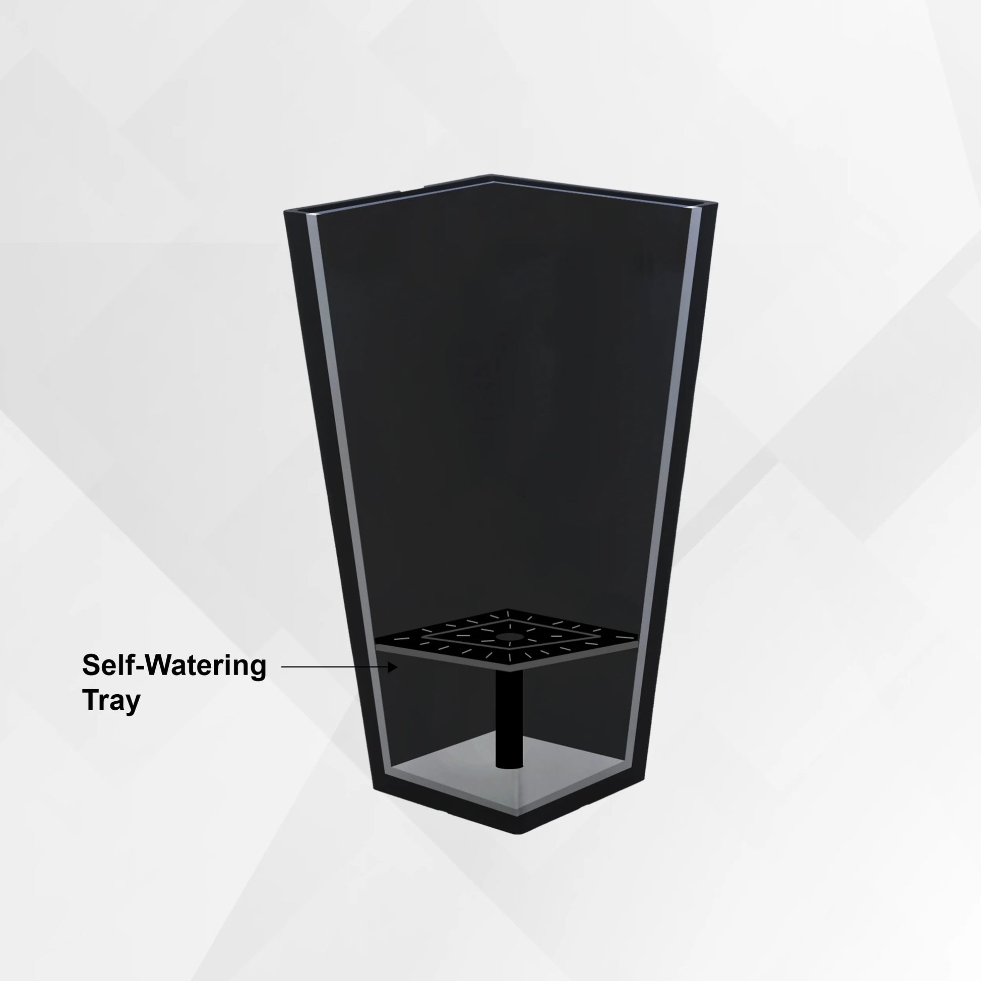 XBrand Modern 30-Inch Tall Square Planter, Modern Tapered Planter Perfect for Indoor & Outdoor Planter, Patio Décor, Black