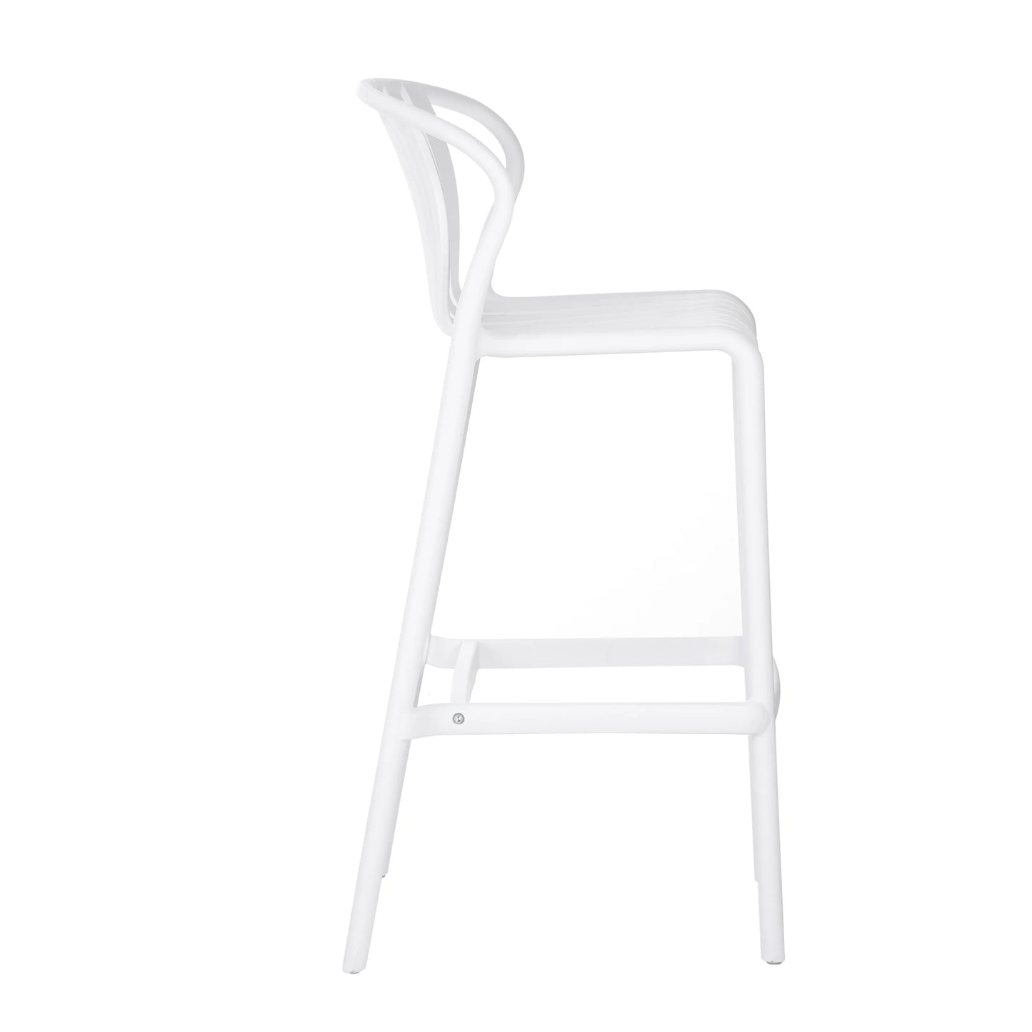Orion 29.5" Modern Outdoor Patio Bar Stools, Perforated Slat Back, Black, Set of 2