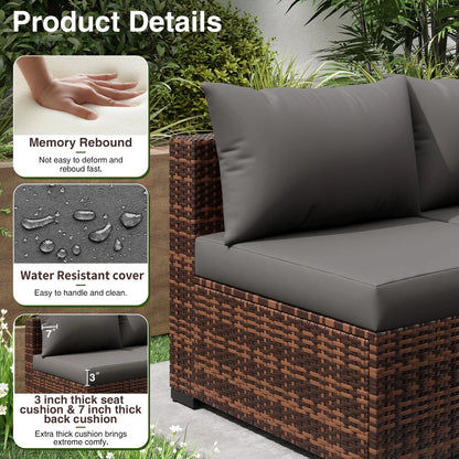 ELPOSUN Patio Furniture Set, Outdoor Patio Furniture Wicker Furniture Couch Set, 5 Pieces Outdoor Sectional Sofa, Patio Furniture Set, Outdoor Patio Set for Balcony Furniture (Grey)