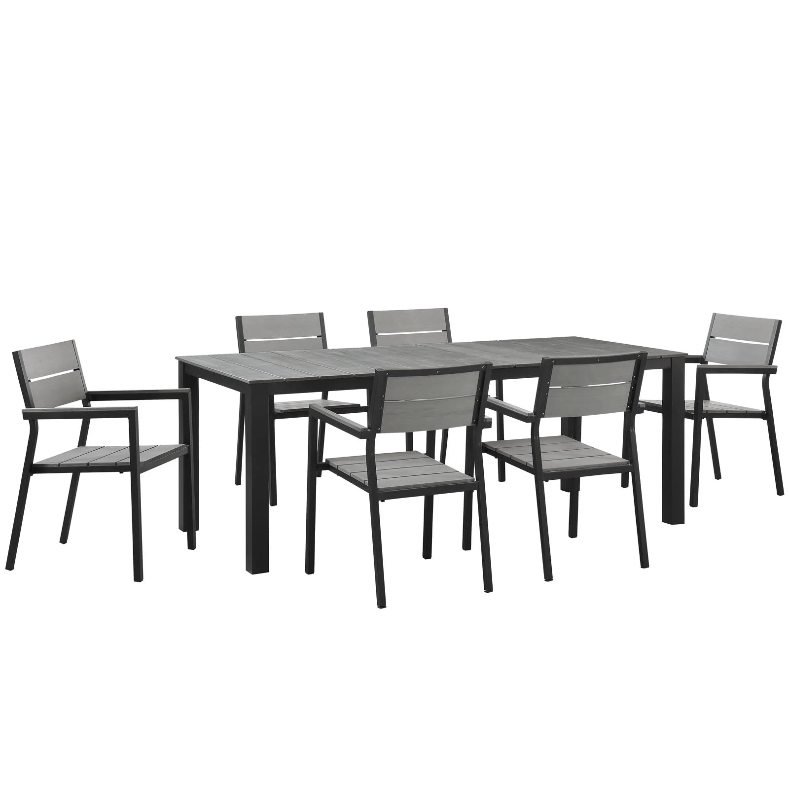 Modway Maine 7 Piece Outdoor Patio Dining Set in White Light Gray