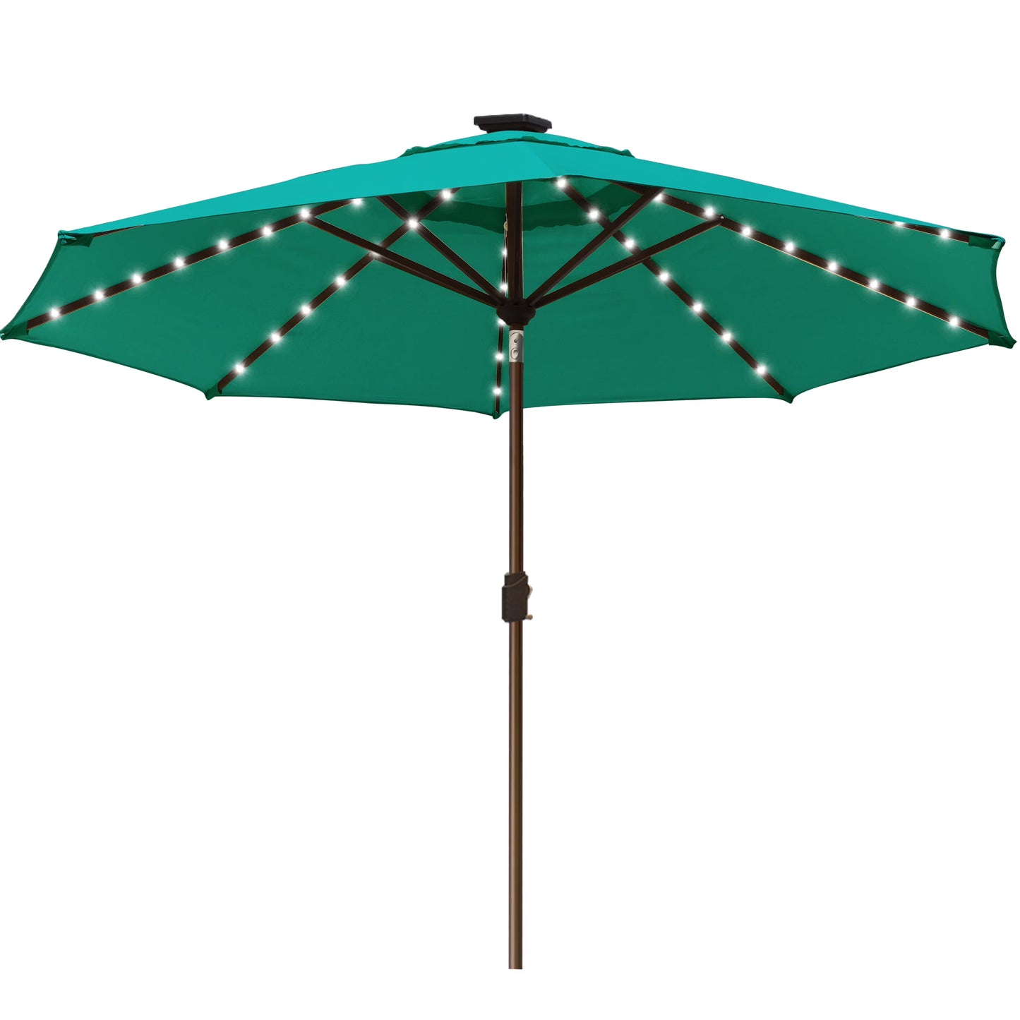 EliteShade Sunbrella Solar Umbrellas 9ft Market Umbrella with 80 LED Lights Patio Umbrellas Outdoor Table Umbrella with Ventilation and 5 Years Non-Fading Top,Coal