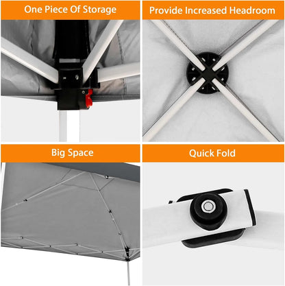 10 X 10ft Pop Up Canopy Tent Easy Set up Outdoor Instant Straight Legs Portable Gazebo Shelter with Wheeled Bag for Camp Beach Patio and Garden (Grey)
