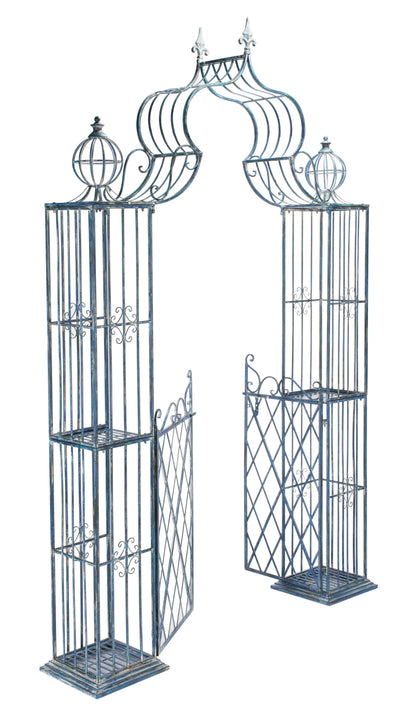 SAFAVIEH Beatrix Outdoor Patio Arbor with Door, Antique Blue