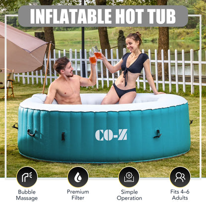 CO-Z 7' Inflatable Hot Tub Portable 4-6 Person Round Spa Tub for Patio Backyard Black