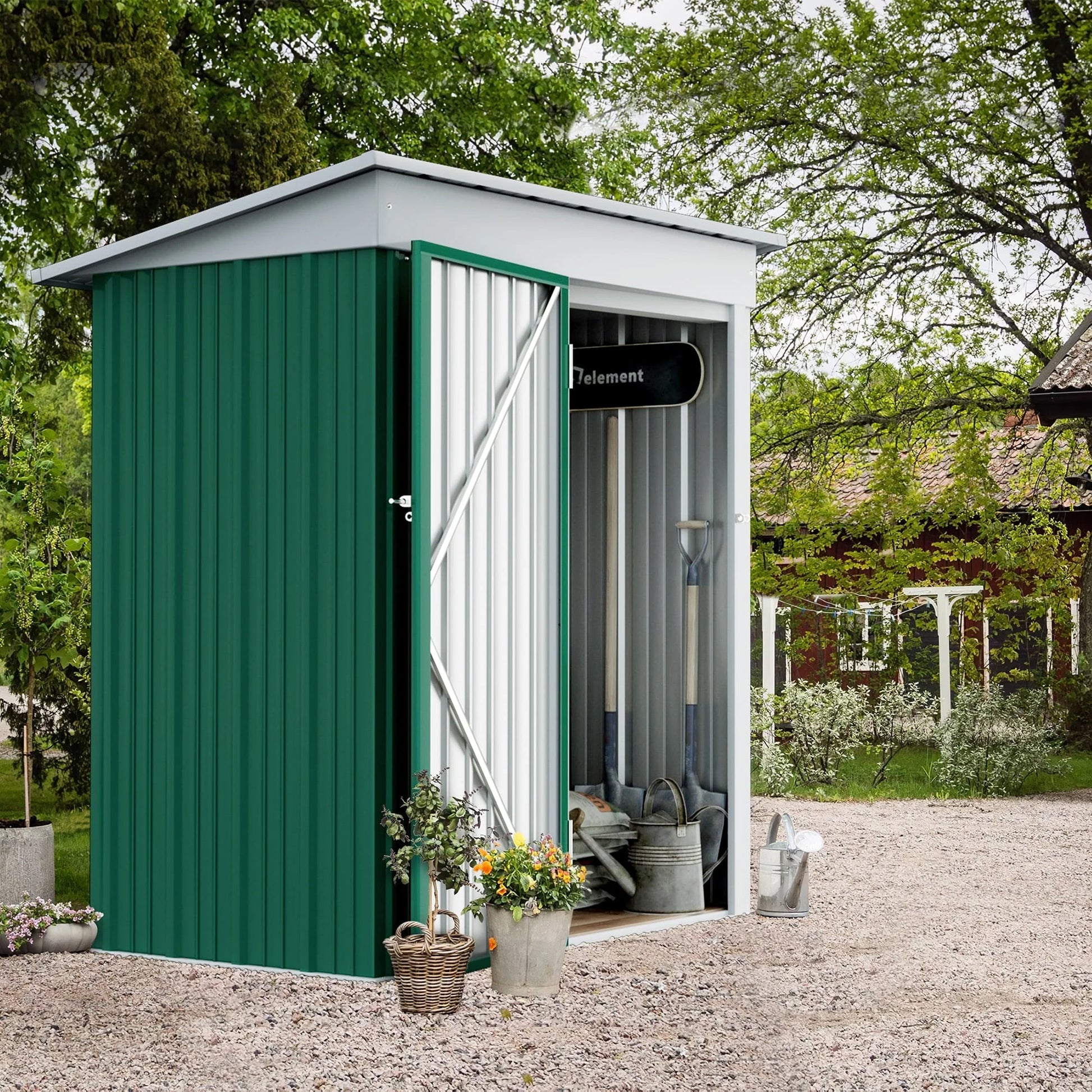 Vineego Metal Outdoor Storage Shed 5FT x 3FT, Steel Utility Tool Shed Storage House with Door & Lock, for Backyard Outdoor Patio,Green