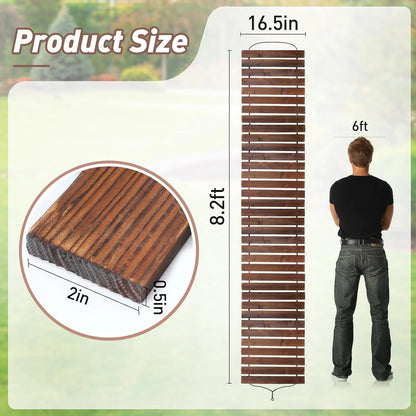 8.2 Ft Wooden Garden Pathway - Weather Resistant Carbonized Pine Roll Out Decorative Walkway, Boardwalk Pathway Pavers for Outside Stepping Stones Outdoor Patio Beach Pool Backyard, Brown