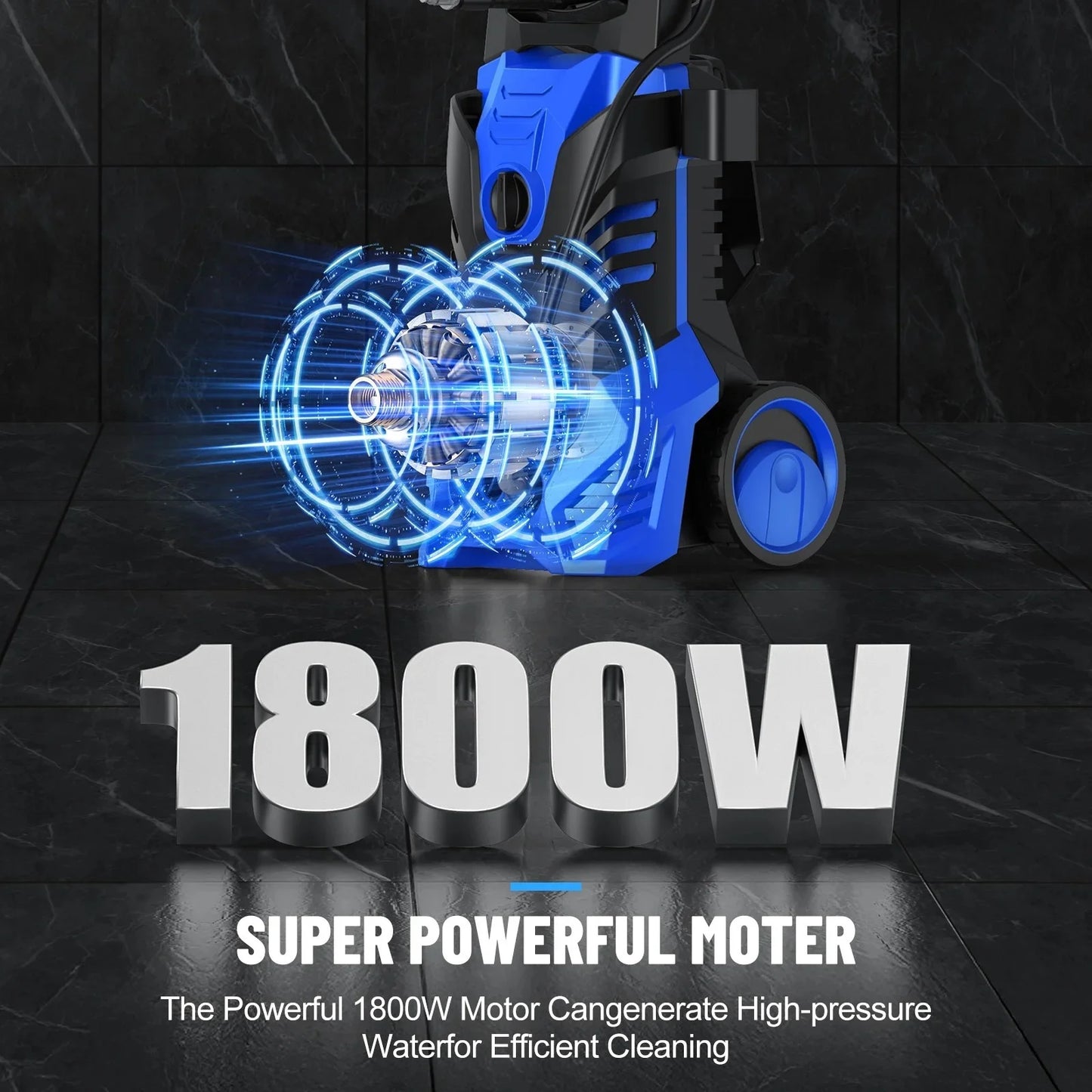 Electric Pressure Washer, 3800PSI 2.6 GPM Power Washer with 5 Quick Connect Nozzles, High Pressure Cleaning Machine with Foam Cannon for Cars, Fences, Patios, Decks, Patios and Driveway(Blue)