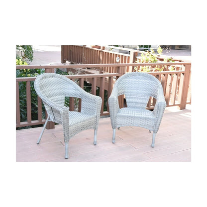 Jeco Clark Wicker Patio Chair in Gray and Midnight Blue (Set of 2)