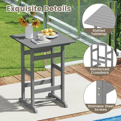 GVN Outdoor Eating Tables,Patio Table,30 Inch Square Bar Table Dining Table with Slatted Tabletop for Poolside-Navy