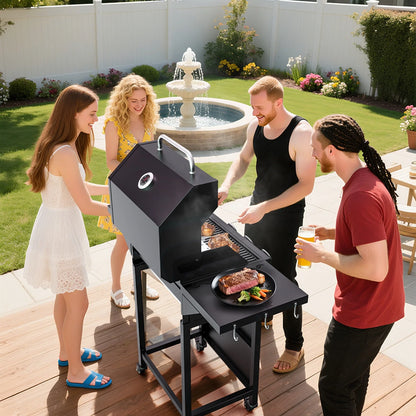 3-Burner Propane Gas Grill with 2 Foldable Side Tables, 30,000 BTU Outdoor BBQ Grill, Built-in Thermometer, Easy Assembly for Patio, Backyard BBQ