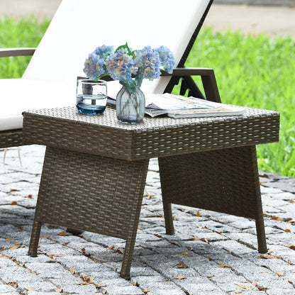 Patiojoy Folding PE Rattan Wicker Side Coffee Table Patio Garden Outdoor