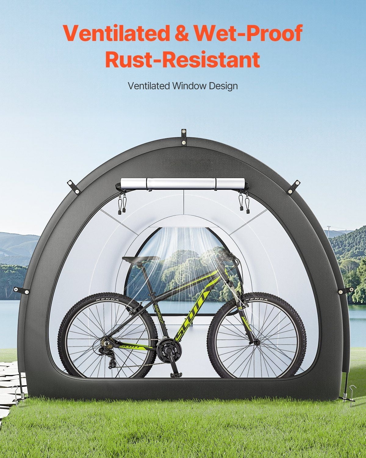 Extra-Large Bike Storage Tent, Waterproof Fan-Shaped Bike Shelter for Garage or Patio, Holds 5+ Bikes