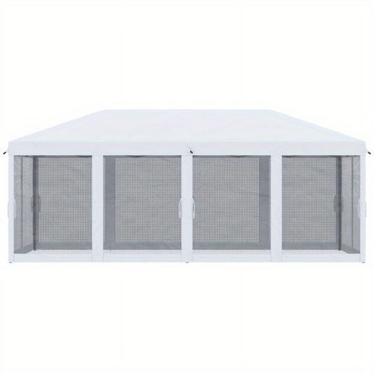 Zateety 10' X 20' Pop Up Canopy Tent with Netting, Heavy Duty Instant Sun Shelter, Large Tents for Parties with Carry Bag for Outdoor, Garden, Patio, Cream White