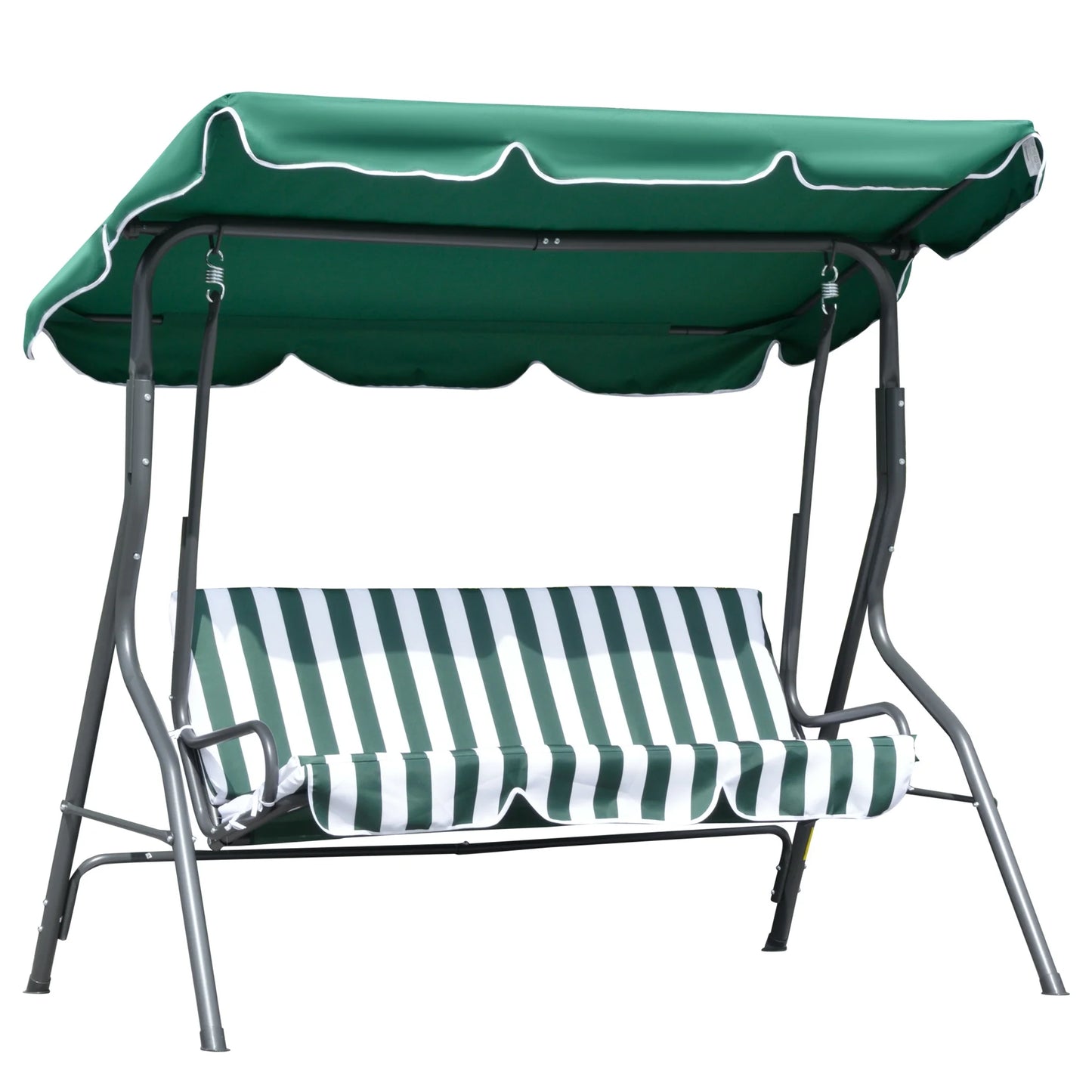 Outsunny Porch Swing with Canopy, 3-Person Patio Swing Chair, Dark Blue