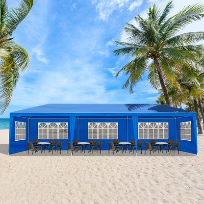 SONGMY Party Tent, Tents for Parties, Outdoor Gazebo Wedding Patio Camping Carport Canopy Shade Canopy Tent with Removable Sidewalls, Outside Event for Garden, Backyard (10'x30' Eight Sides Blue)