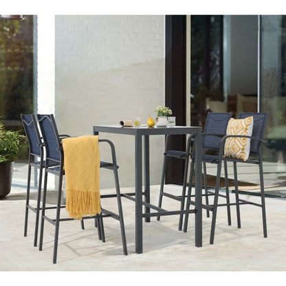 OC Orange-Casual Patio Bar Chair Set of 2, Outdoor & Indoor Bar Stools, All-Weather Aluminum Textile Fabric High Top Patio Dining Chairs, White