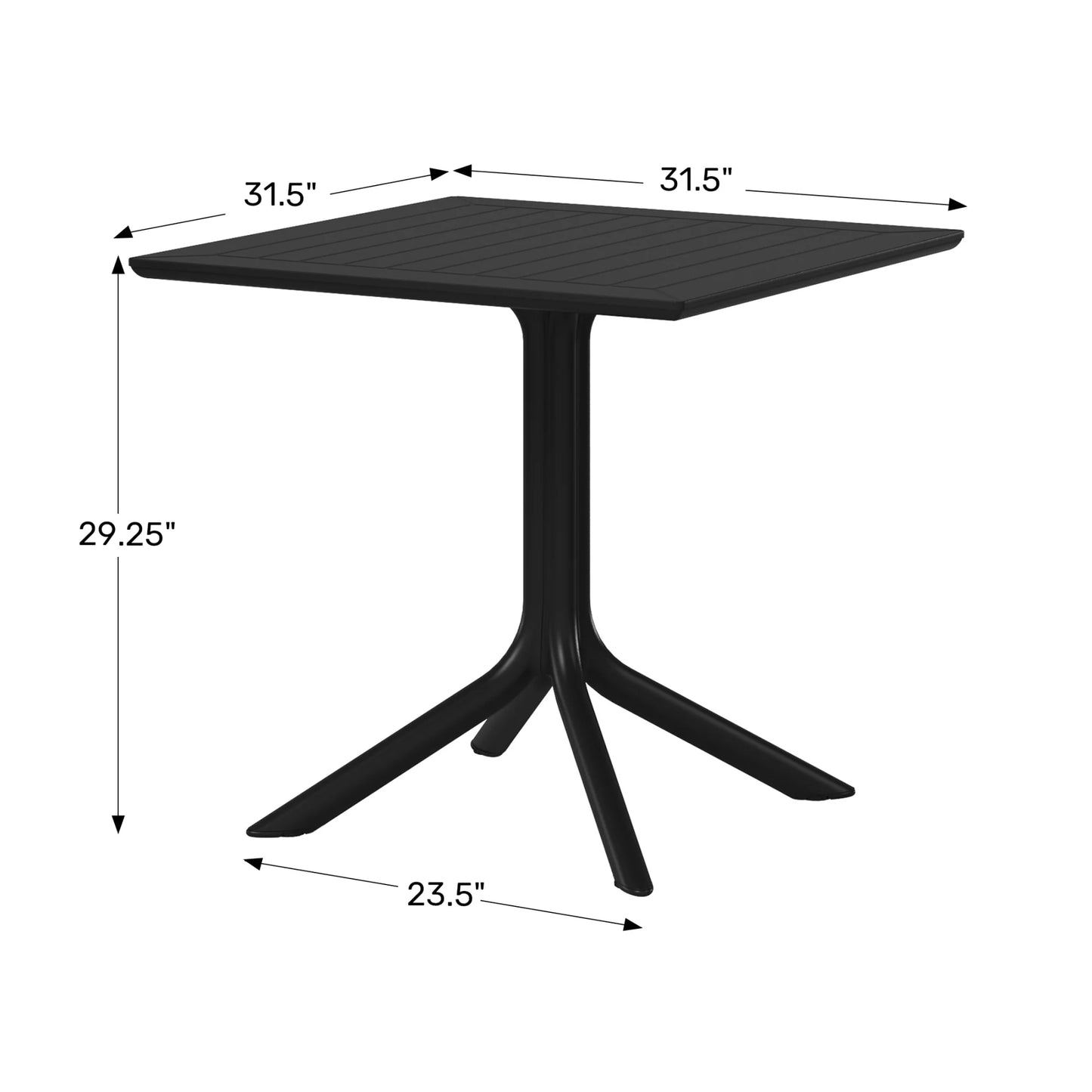 WestinTrends Playa 31.5" Square Outdoor Plastic Resin Patio Dining Table for 4, Red