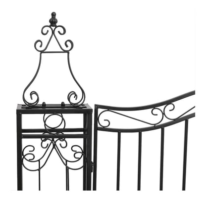 Wrought Iron Garden Gate - 47.6" Black Ornamental Fence Gate with Posts - Outdoor Entryway for Yard, Patio, and Garden - Lockable & Durable