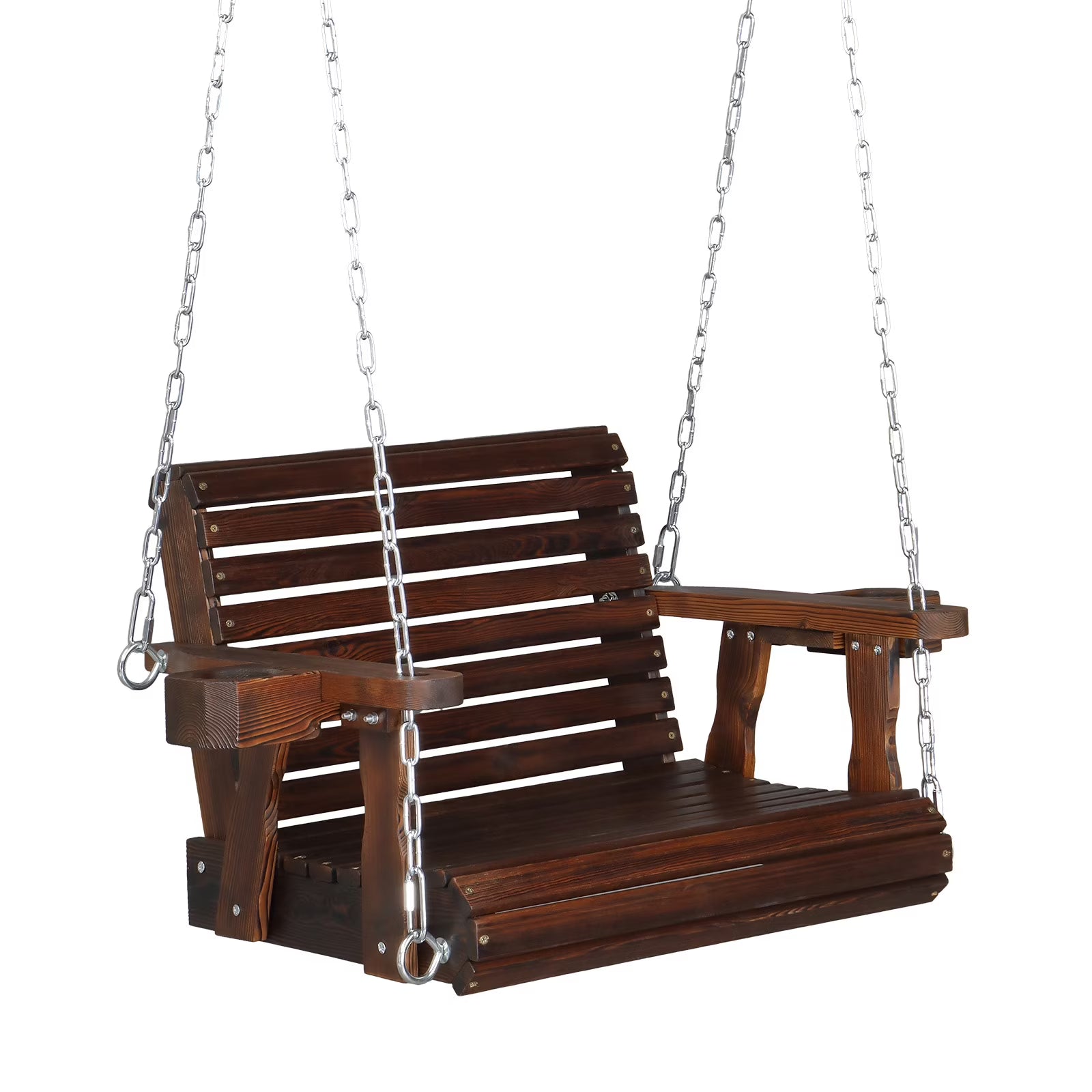 VINGLI XL 440 lbs Single Person Patio Porch Swing with Cup Holder & Adjustable Chains for Outdoors (Extra Large, White)