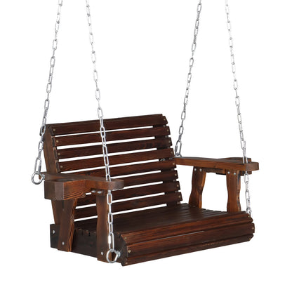 VINGLI XL 440 lbs Single Person Patio Porch Swing with Cup Holder & Adjustable Chains for Outdoors (Extra Large, White)