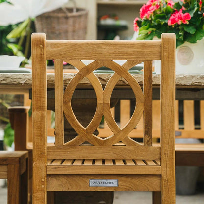 Ash & Ember Luna Grade A Teak Dining Chair, Weather Resistant Patio Dining Chair