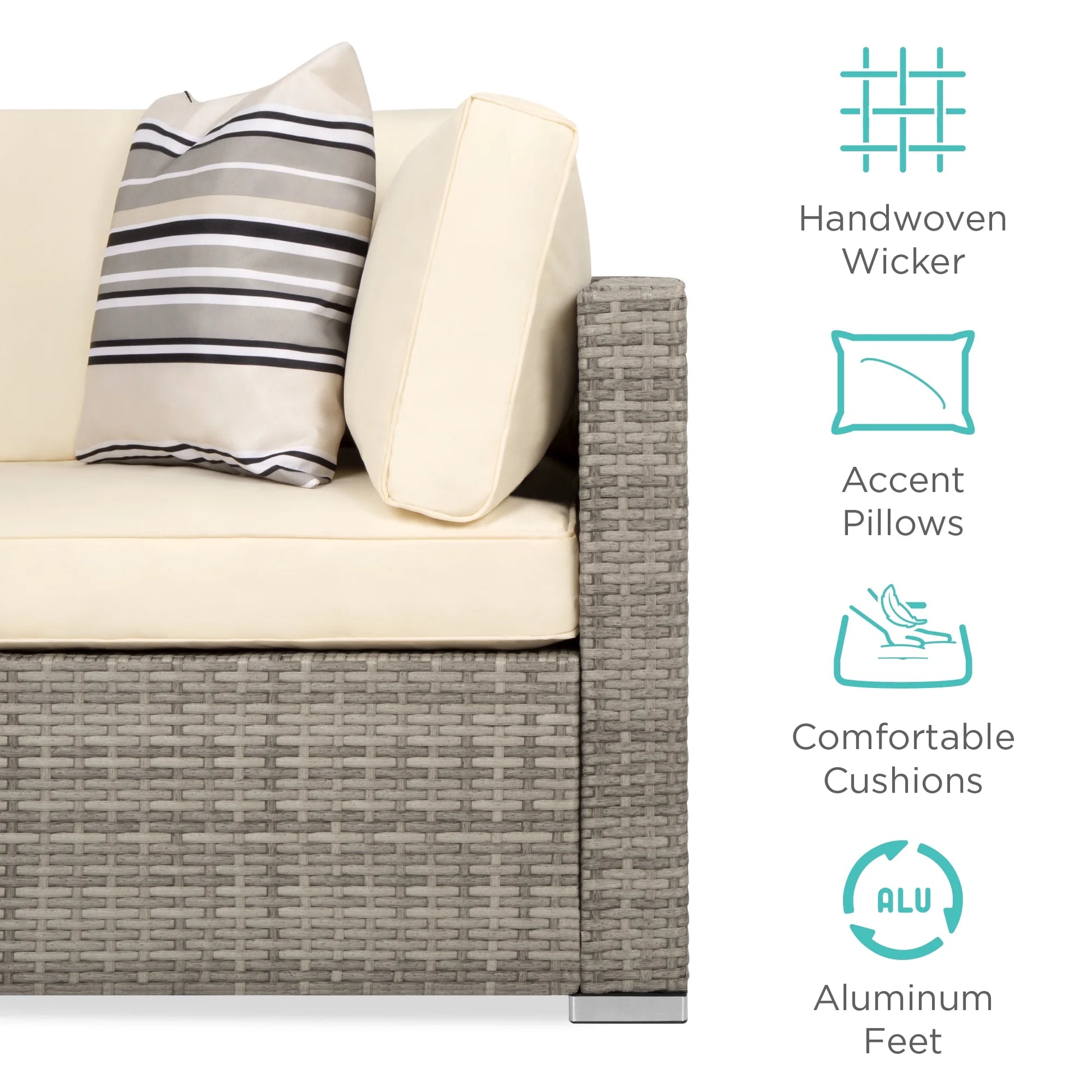 Best Choice Products 7-Piece Outdoor Modular Patio Conversation Furniture, Wicker Sectional Set - Gray/Cream