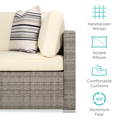 Best Choice Products 7-Piece Outdoor Modular Patio Conversation Furniture, Wicker Sectional Set - Gray/Cream