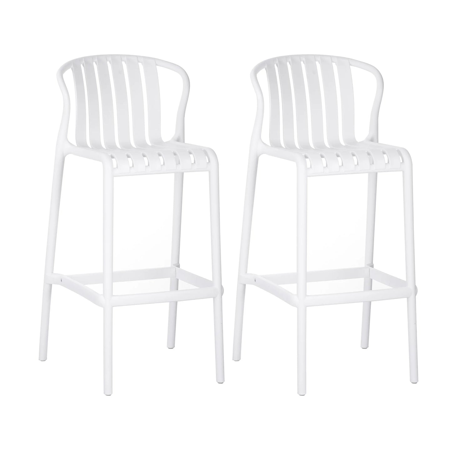 Orion 29.5" Modern Outdoor Patio Bar Stools, Perforated Slat Back, Black, Set of 2