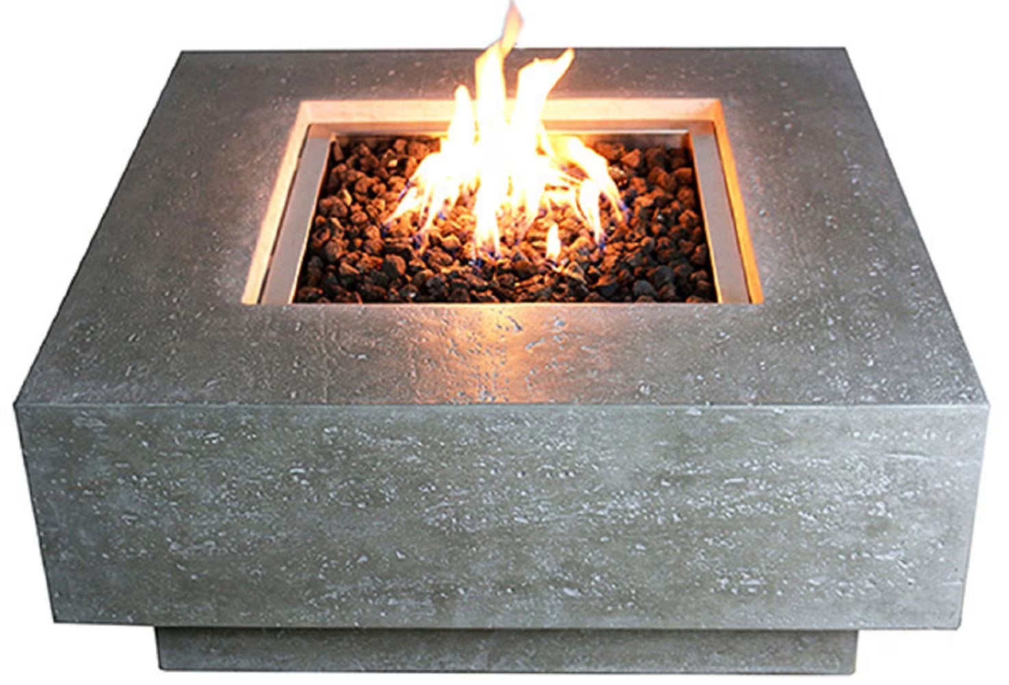 Elementi Manhattan Propane Fire Pit for Outside Outdoor Fire Pit Table Smokeless Fire Pit Concrete Square Fire Table Patio Heater Fireplace 45000 BTUs - Grey, 36 x 36 Inches