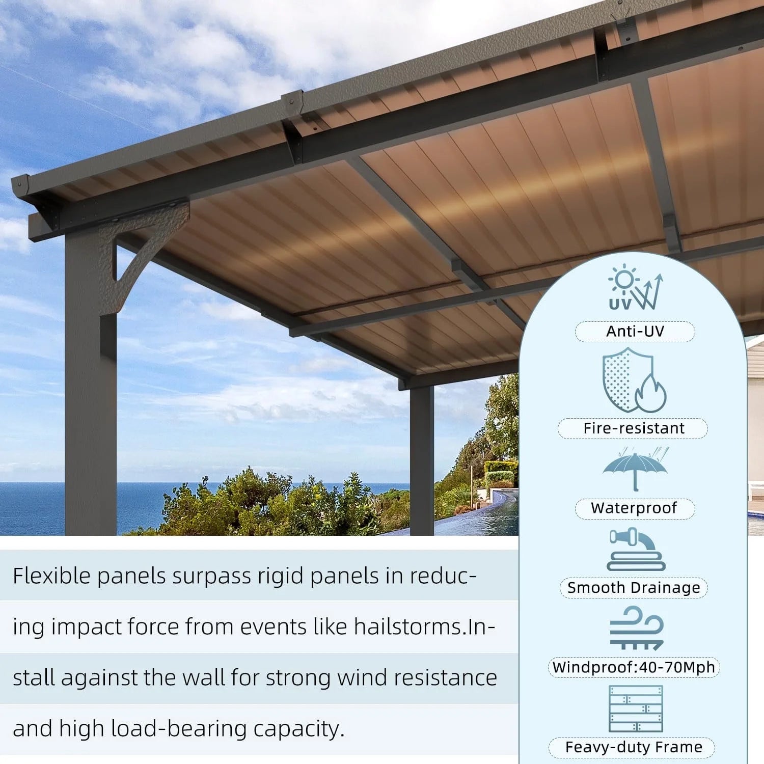 YODOLLA 8' x 10' Hardtop Gazebo Outdoor Aluminum Pergola ?For Garden, Patio, Backyard-Dark ?Gray