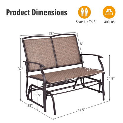 Costway Patio Glider Outdoor Rocking Bench Double 2 Person Chair Loveseat Armchair Backyard